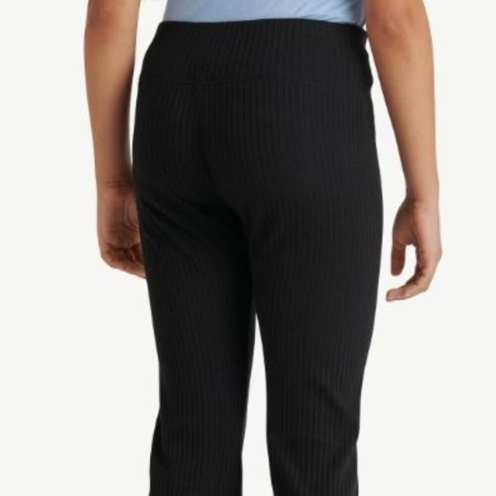 New Justice Girls Cinch Waistband Flare Pants, black Ribbed Size L 12-14